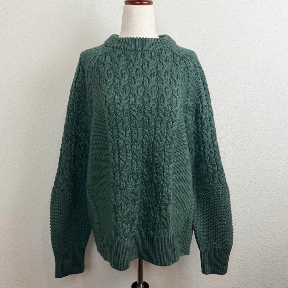 Tuckernuck Mixed Cable Knit Charles Sweater in Aspen Green